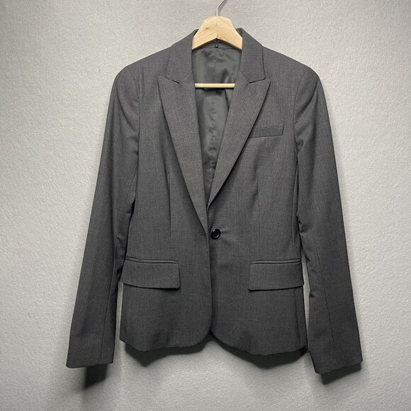 Theory Womens Gray Wool Blend Blazer Jacket Size 4 - Picture 1 of 7